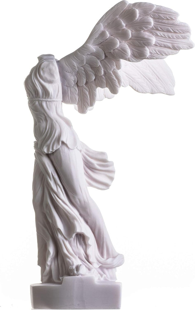Winged Victory of Samothrace Statue Alabaster Ancient Ruins Louvre Museum Figurine 13.8 Inches