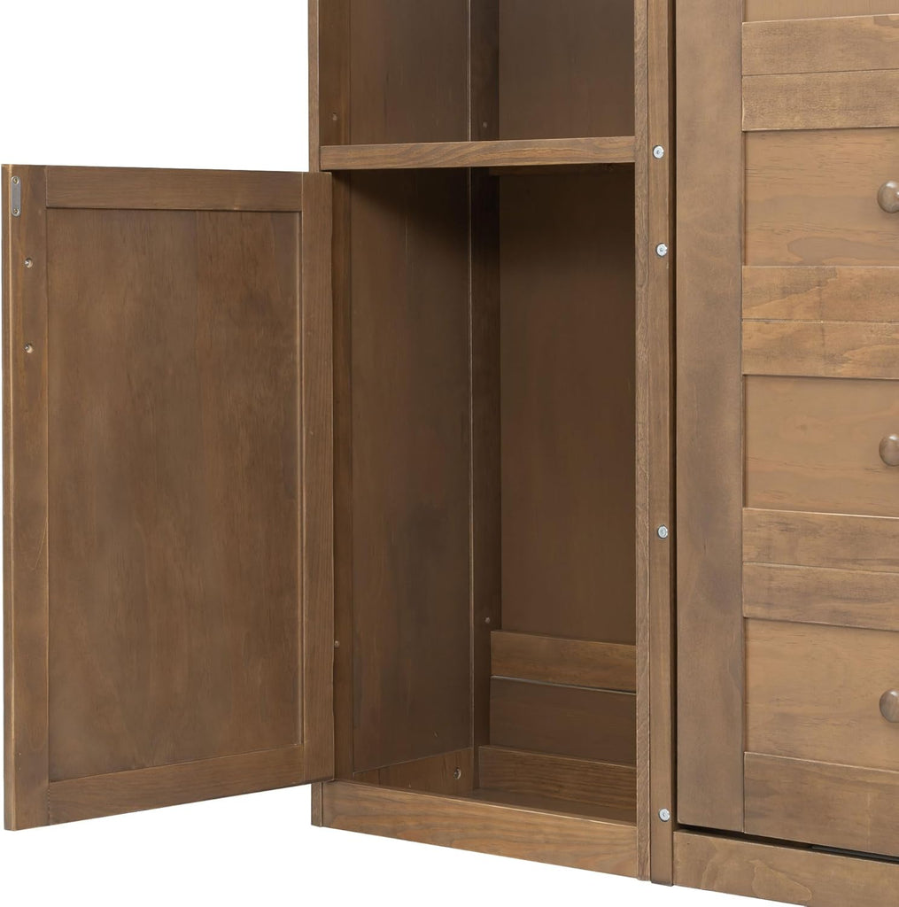 Queen Murphy Bed with Storage, Solid Wood Hidden Wall Bed Frame with Cabinets, Farmhouse Murphy Bed Fame, Can Be