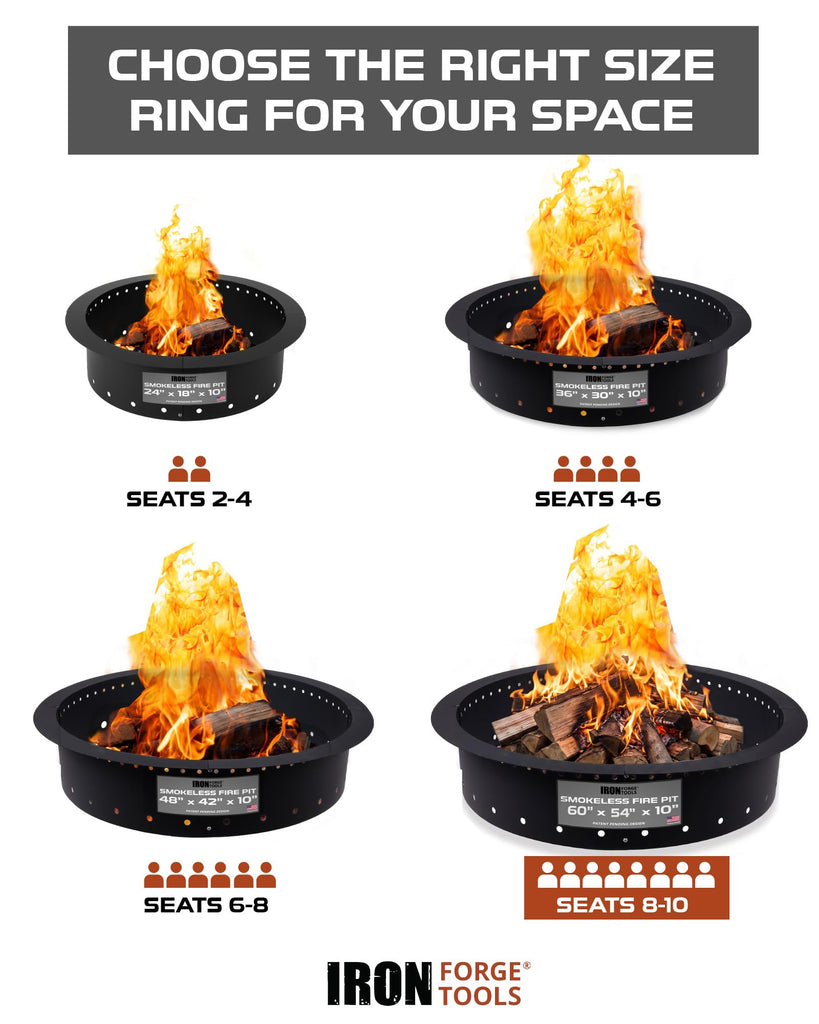 Smokeless Outdoor Fire Pit Ring Insert 60 Inch Round