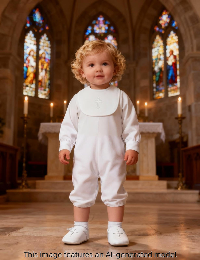 Baby Boy Baptism Shoes Infant Christening Bib and Socks Set 12-18 Months
