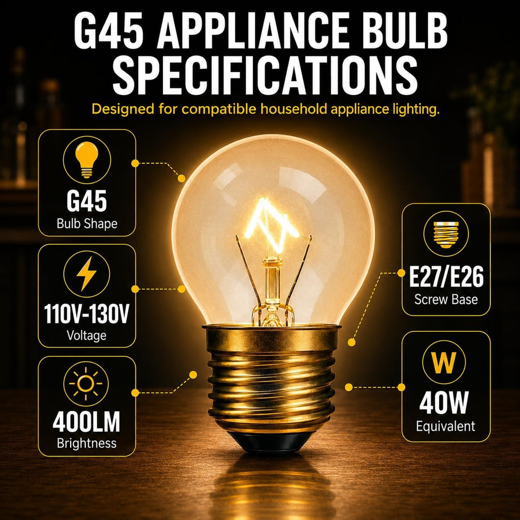 Oven Light Bulb G45, 40W 120V 415Lumen Appliance Light Bulbs
