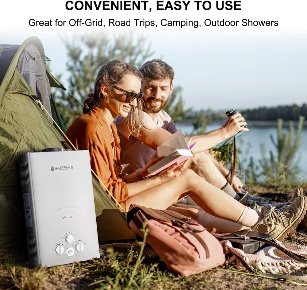 Tankless Water Heater, Camplux Outdoor Portable Propane Gas Tankless Water Heater With Rain Cap for Camping Showers