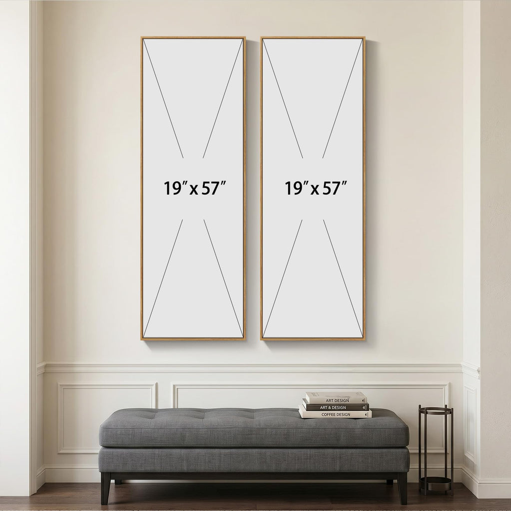 Framed Vintage Long Narrow Chinoiserie Wall Art, 60x20 Inch