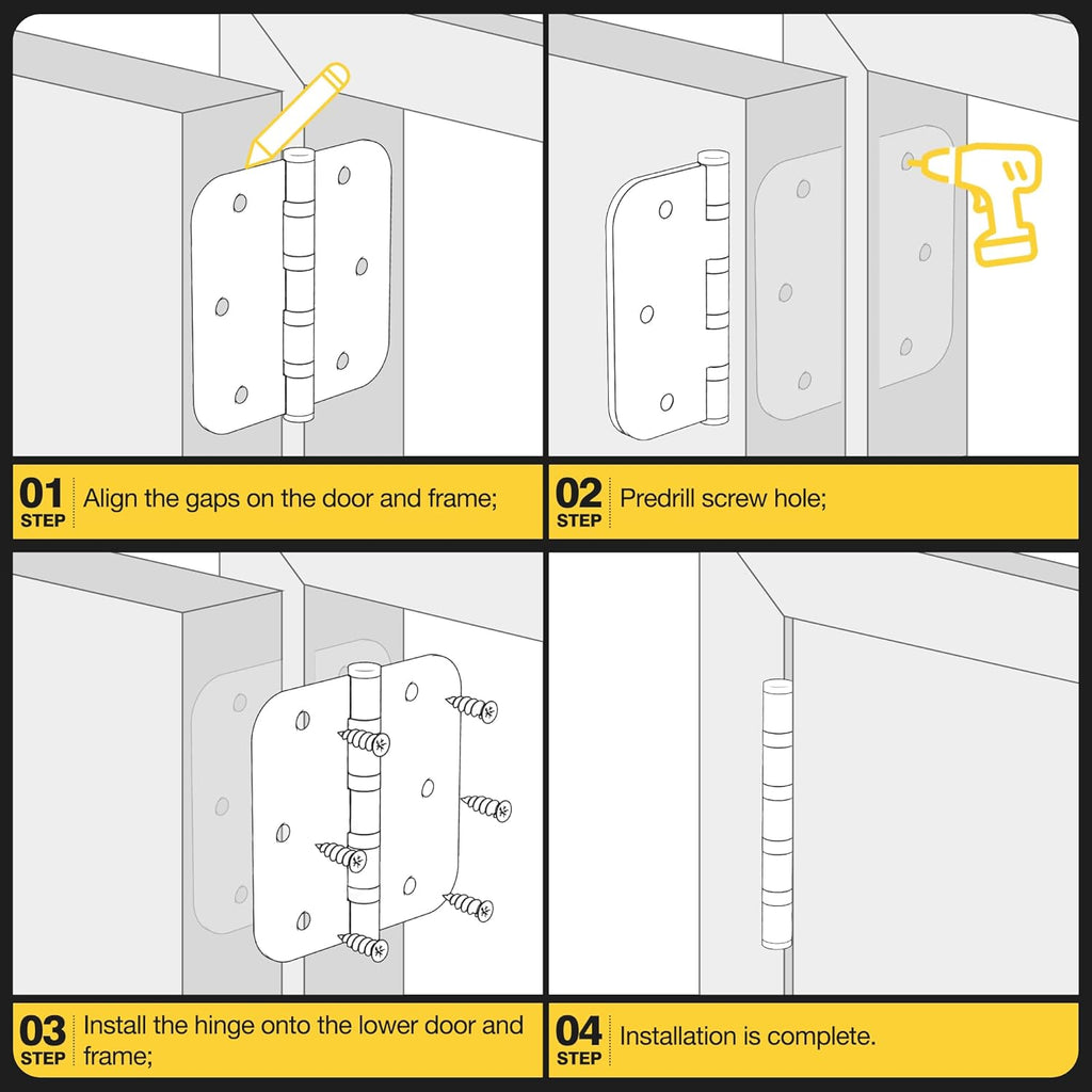 Ball Bearing Door Hinges, 3.5 Inches Door Hinges, 5/8'' Radius Corner Heavy Duty Stainless Steel Hinges
