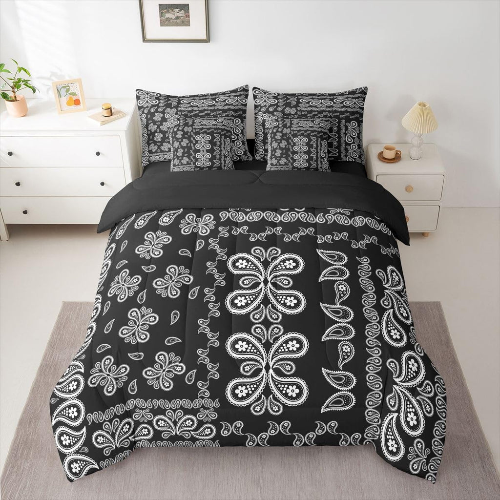 Paisley Comforter Set Queen Size 7 Pieces Boho Jacquard
