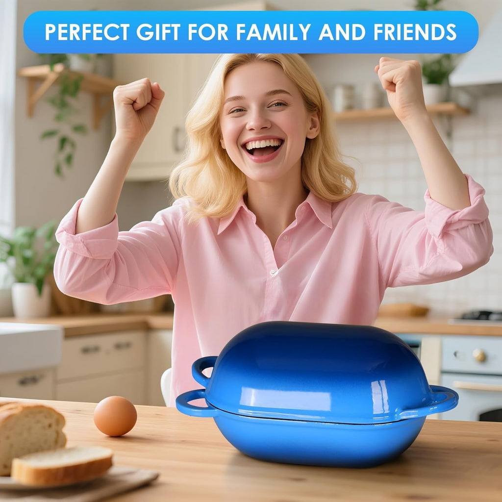 2.5qt Enameled Cast Iron Dutch Oven for Sourdough Bread Baking, Oven Safe Dutch Oven Pot with Lid, Non-Stick Bread