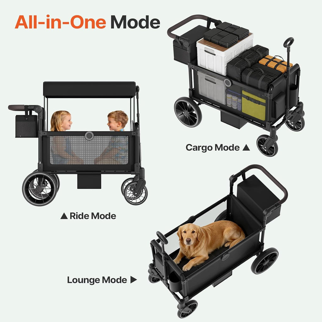 Stroller Wagon for 2 Kids with Side Entry & Point Safety