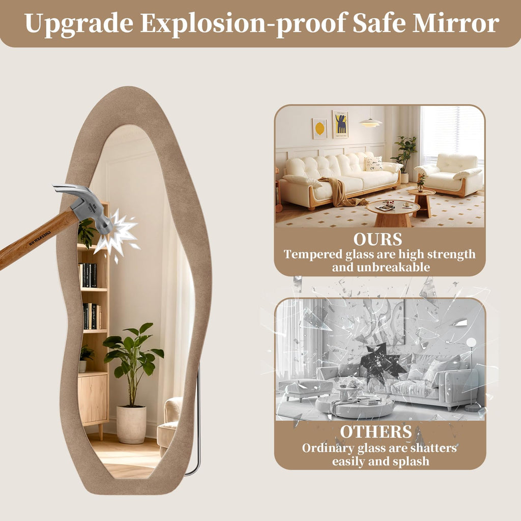 Irregular Full Length Mirror Flannel 63"x24" Full Body Mirror