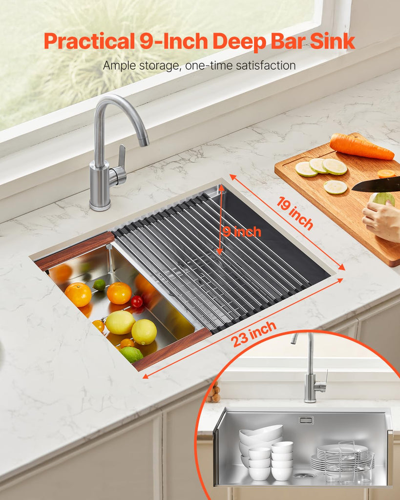 23 inches Workstation, Stainless Steel Undermount Sink