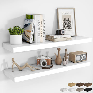 Long Floating Shelves for Wall 2Pack, White, 40" Lx8 D