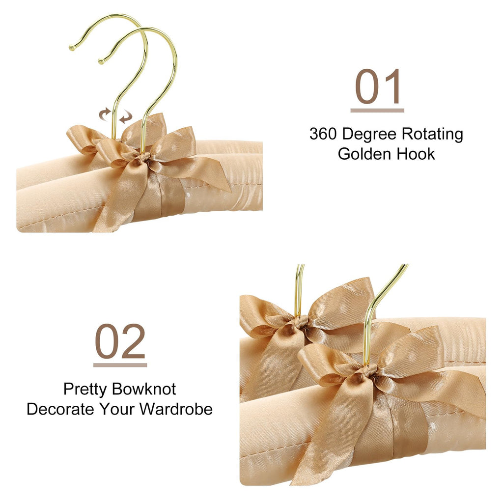 Padded Hangers for Women Clothing, 10-Pack Thick Foam Padded Satin Hangers No Shoulder Bump for Sweaters, Coat