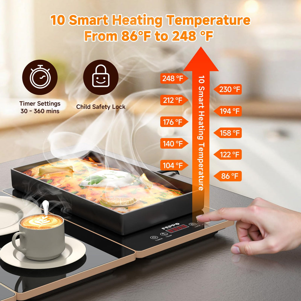 Electric Warming Tray Kitchen Appliance, 4-in-1 Buffet Warmer