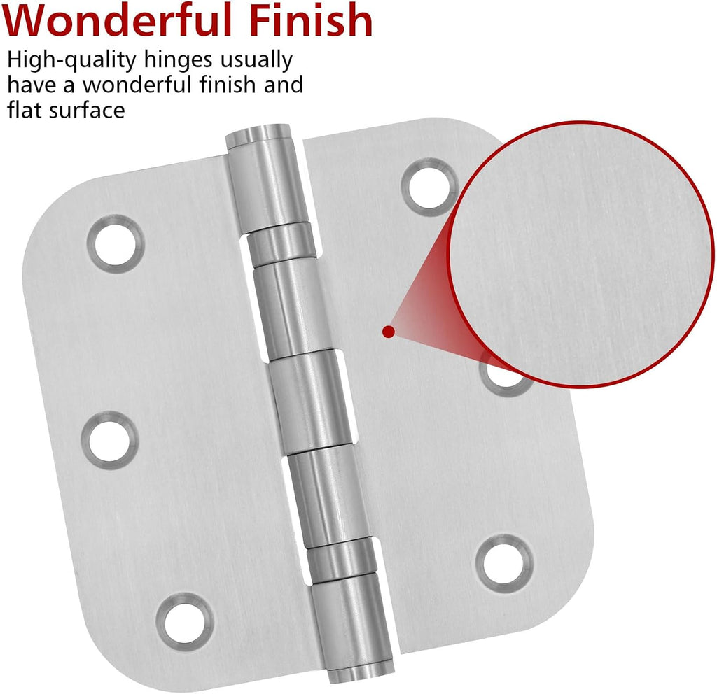 3 Pack 3.5 x 3.5 Inch Stainless Steel Door Hinges 3.5 x 3.5 Inch Silver Ball Bearing Door Hinges with 5/8 Radius