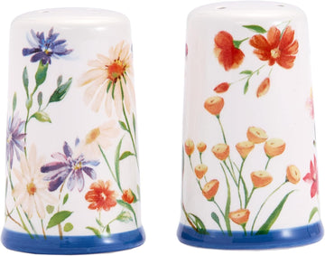 Summer Provence Ceramic Salt & Pepper Shaker Set or Decor, Dishwasher Safe - Set of 2