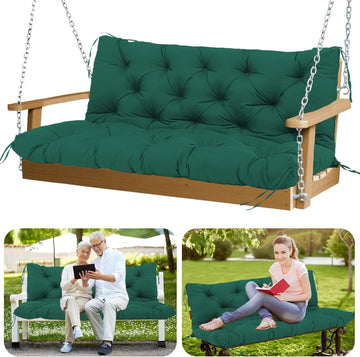 Outdoor Swing Cushions 48 inch Waterproof Porch Swing Cushions 2-3 Seater Replacement with Backrest and Ties Swing