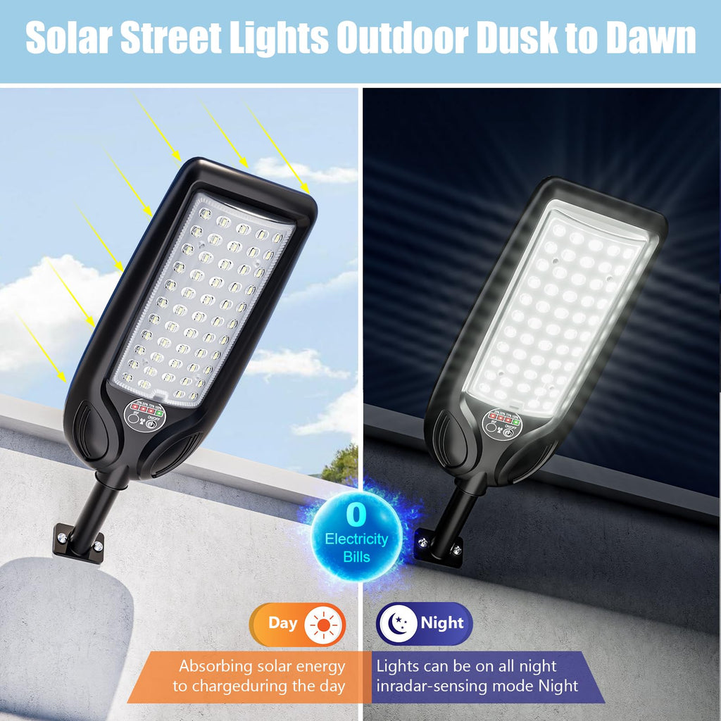 Solar Street Lights Outdoor Waterproof, Dusk to Dawn Solar Lights with Motion Sensor and Remote Control Solar