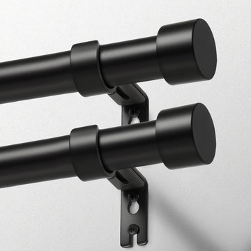 Curtain Rods for Windows 66 to 120 Inch, 2 Pack Black Curtain Rod