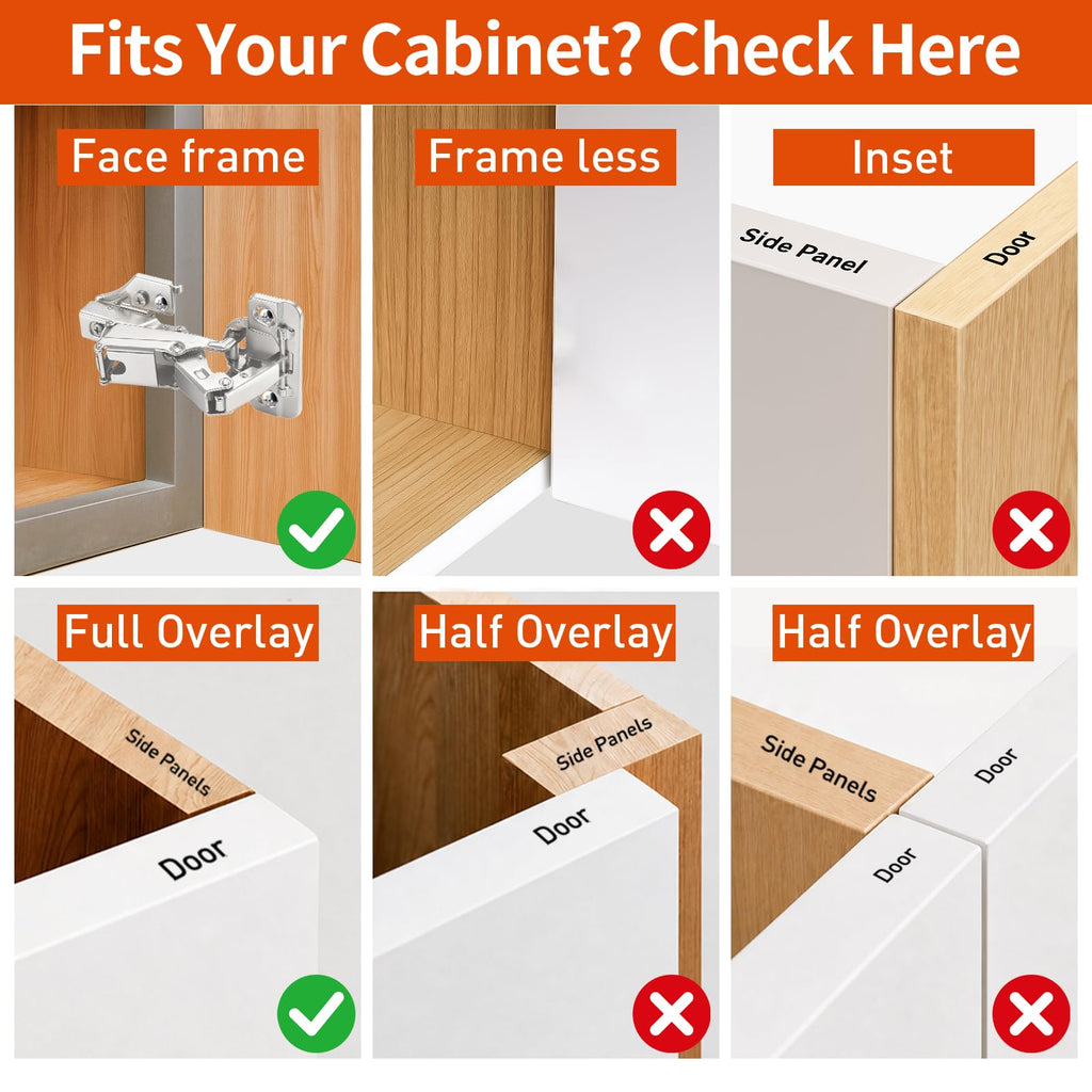 175 Degree Hinge Face Frame Cabinet Doors Hinges, Universal 45/48mm