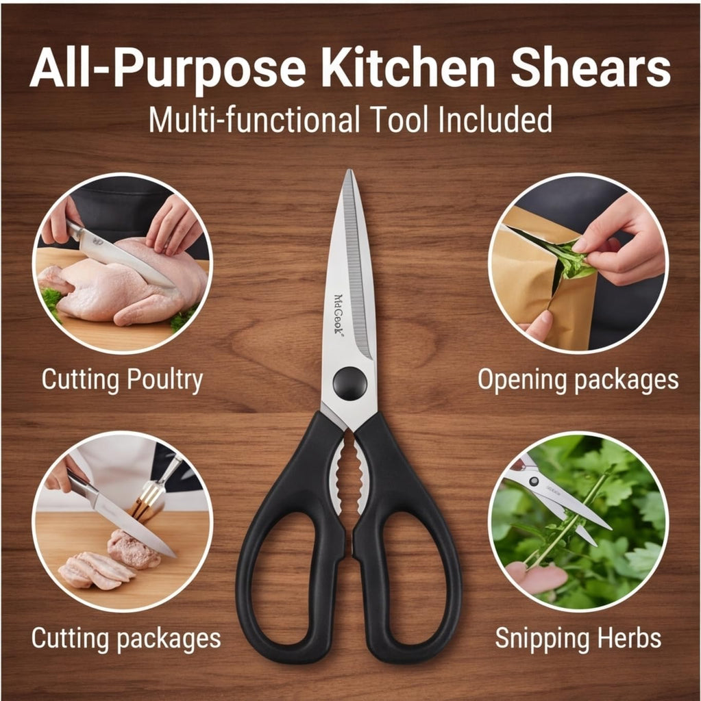 Knife Set Sharp Kitchen Knife Block Set w Built-in Sharpener | German Forged Stainless Steel,15 PC,Razor