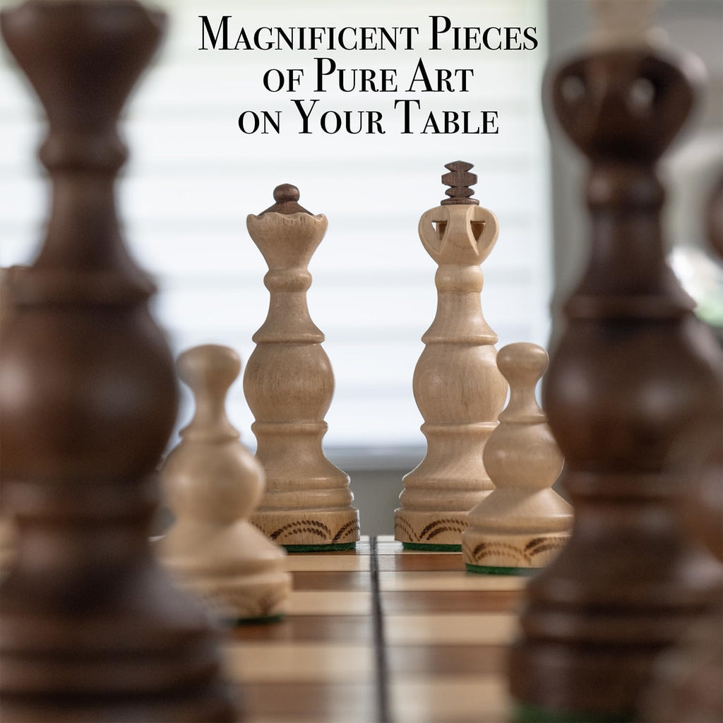 Legate Luxury Wooden Chess Set for Adults and Kids - 18 Inch Handcrafted from Premium Beech and Birch Wood - Unique