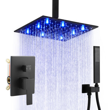 Ceiling Mount Shower System, LED 12 Inch Full Body Shower Head