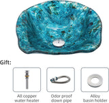 Bathroom Vessel Sinks Artistic Light Blue Tempered Glass Vessel Bowl Sink Counter Top Installation Bathroom Vanity