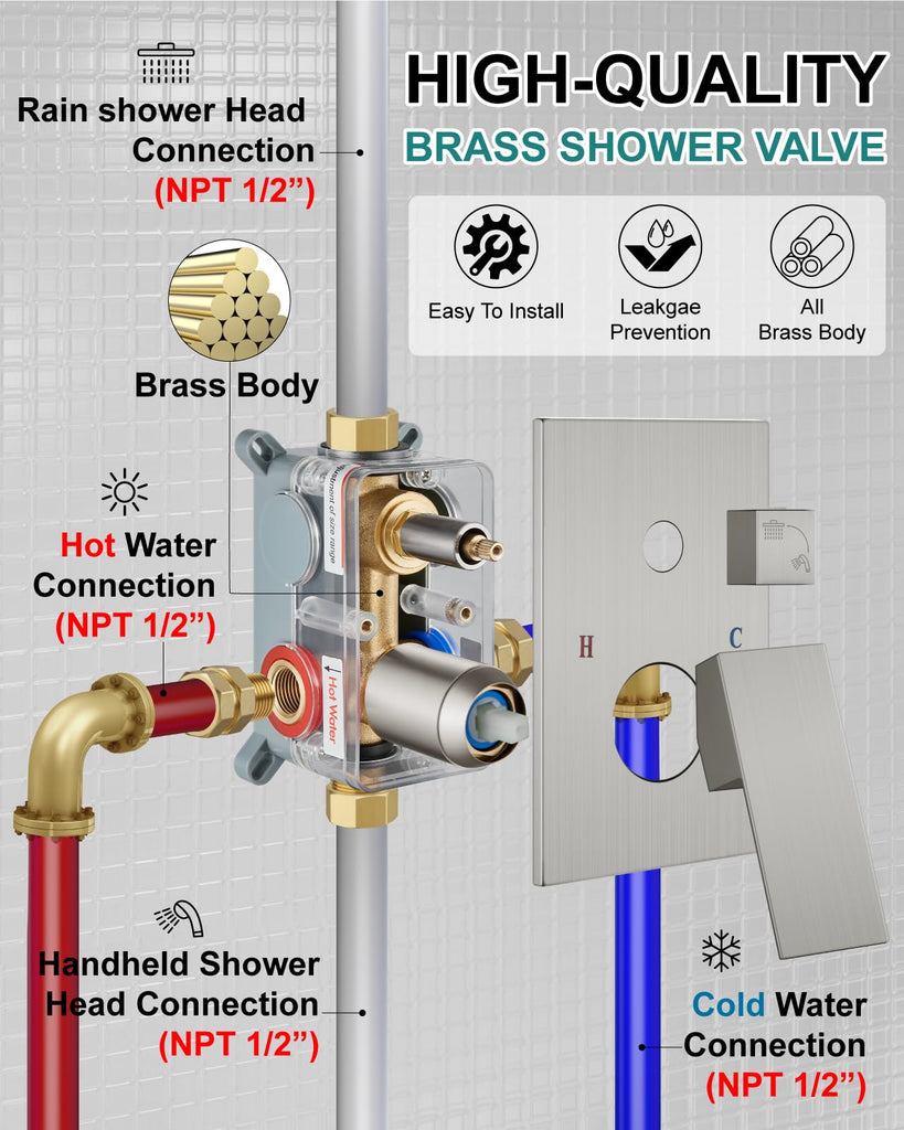 Shower Faucet Set 10-Inch Rain Shower System Brushed Nickel