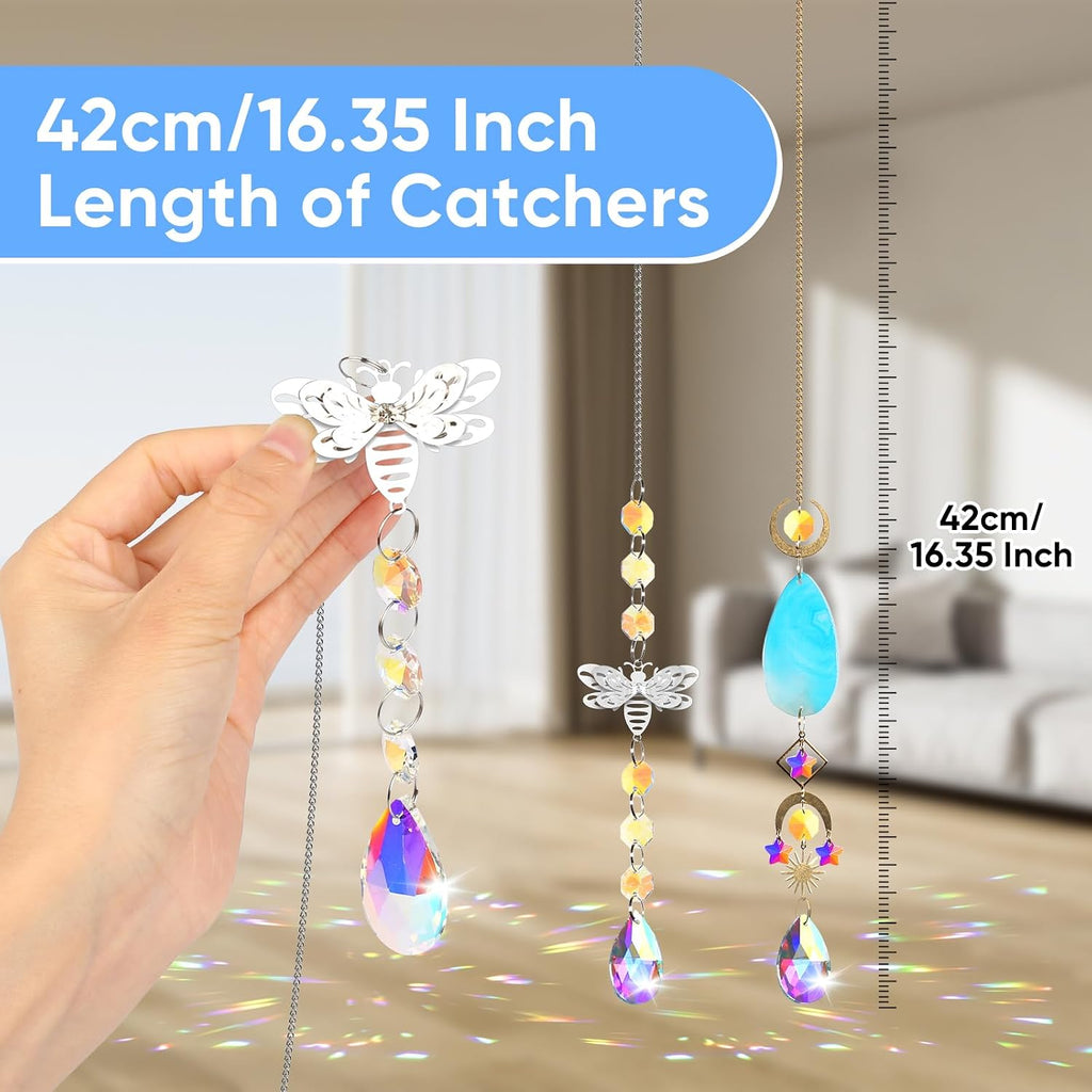 Crystal Suncatcher, Hanging Suncatchers with Crystals Light, 7 PCS - Sun Catchers Indoor Window, Prism Pendants