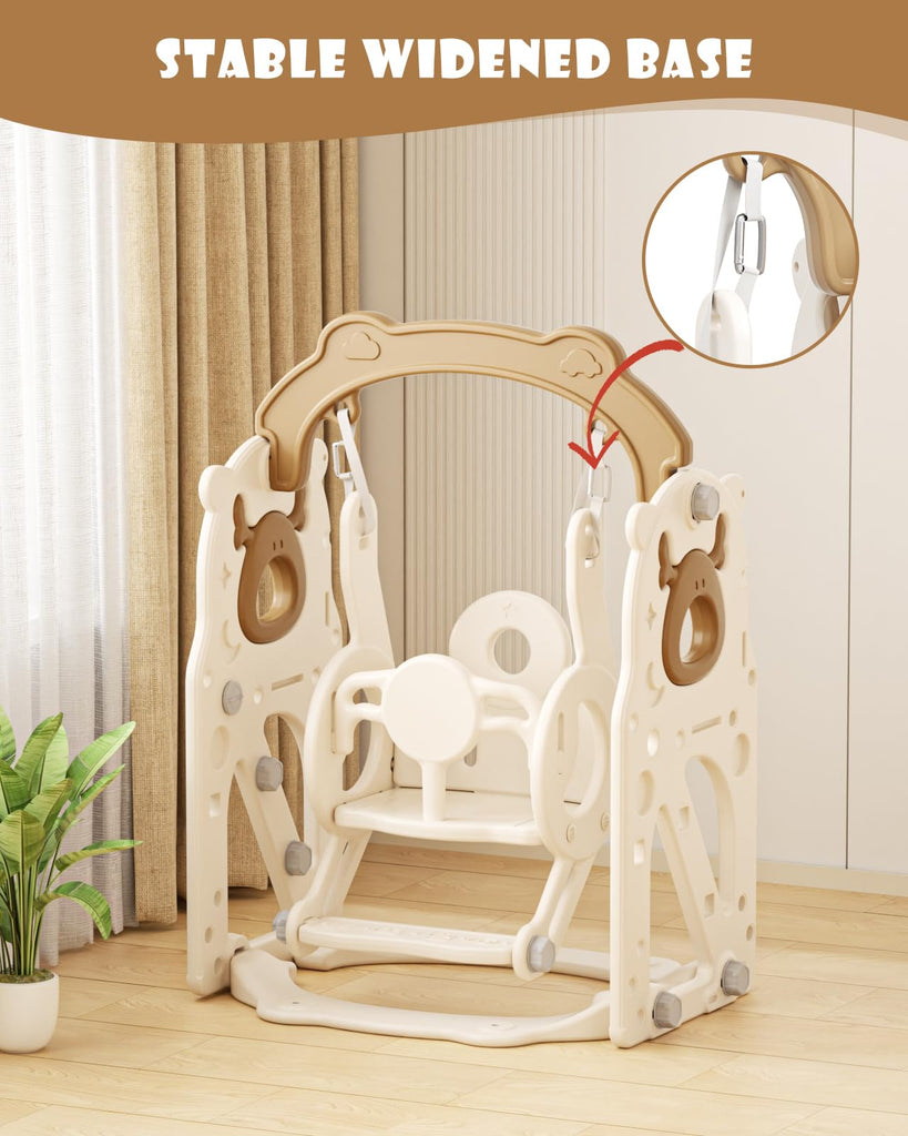 Toddler Slide and Swing Set for Toddlers Age 1-3, Coffee