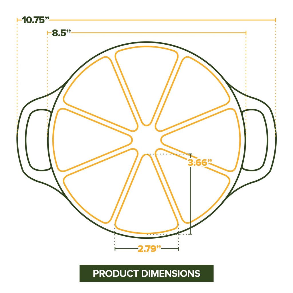 Classic Cast Iron Wedge Pan, Non-Stick Cornbread Skillet with Easy Transport Handles, 8 Slice Divided Cast Iron