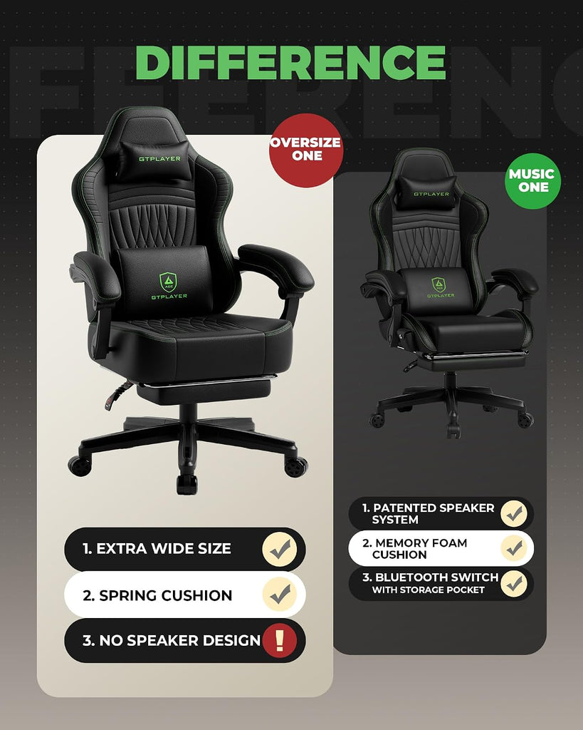Gaming Chair, Video Game Chairs with Footrest, PC Gamer Chairs for Adults - Padded High Back Ergonomic Reclining