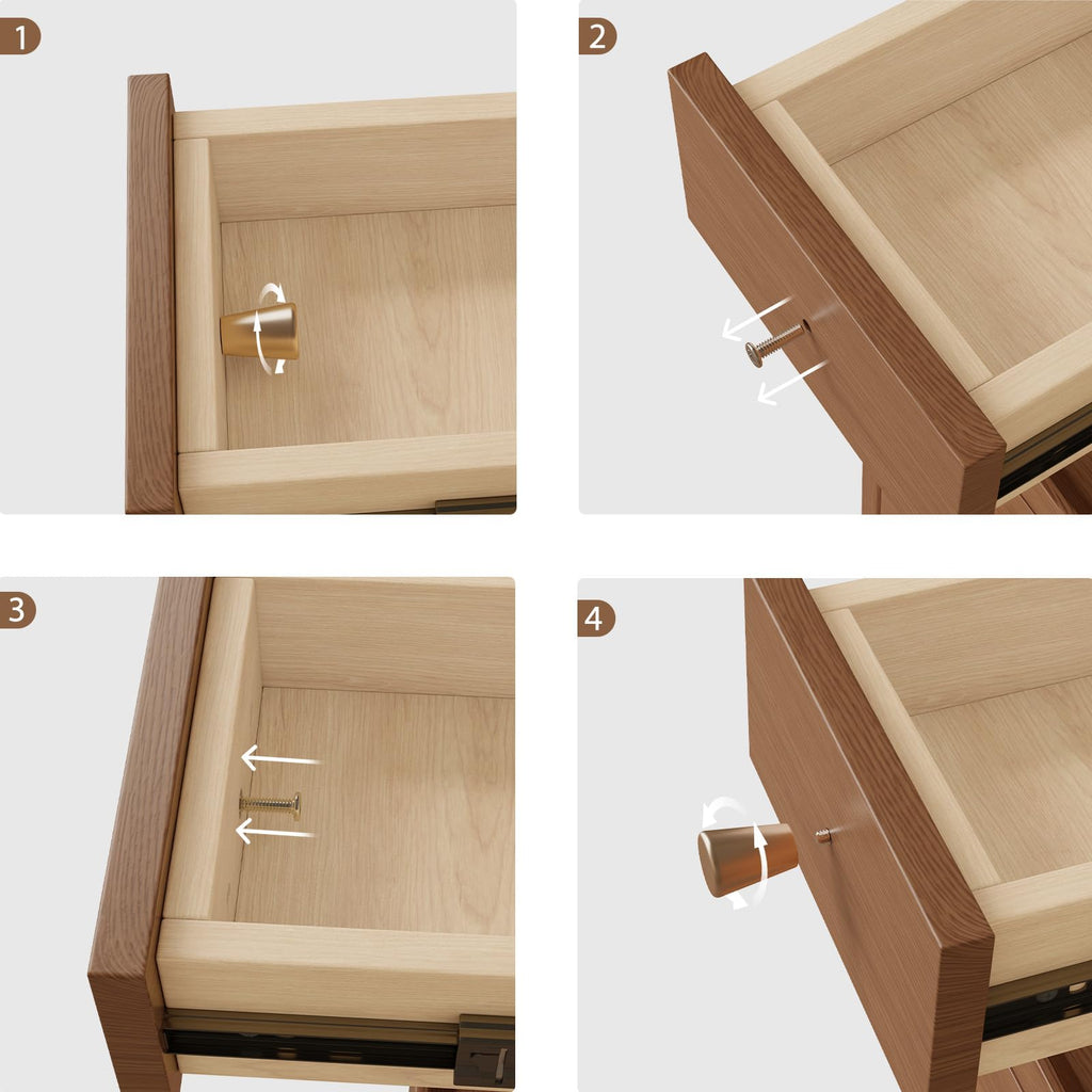 Solid Wood Narrow Nightstand with 3 Drawers, Modern Walnut, Fully Assembled