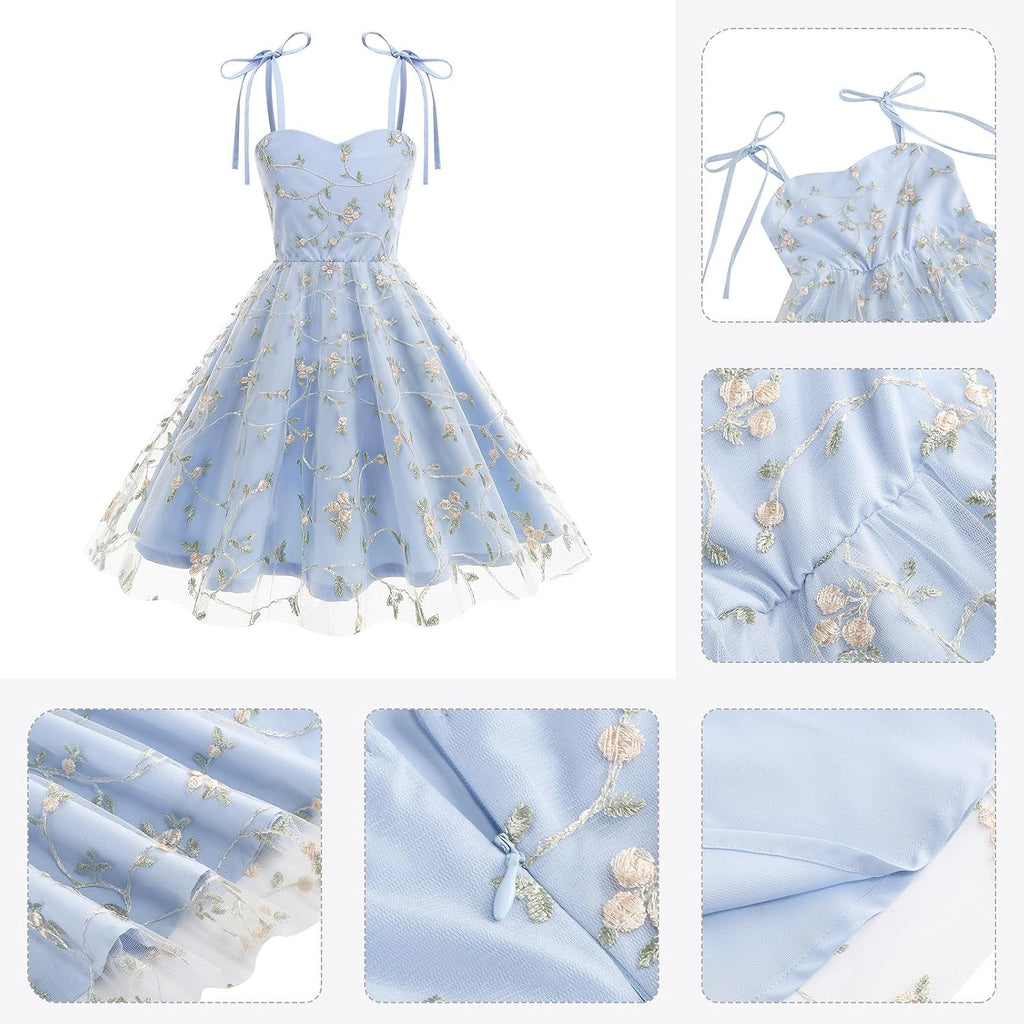 Embroidery Flower Girl Lace Dess for Kids Party Wedding Bridesmaid Tulle Dresses Princess Pageant Birthday Floral Gown