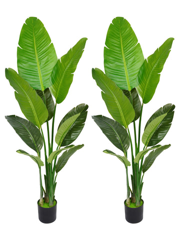 Artificial Bird of Paradise Plant 5.2FT Set of 2 Lifelike Tall Potted Plant