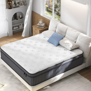 14 Inch Medium Plush King Size Mattress [Upgraded] King Hybrid Mattresses in A Box with Gel Memory Foam & Pocket