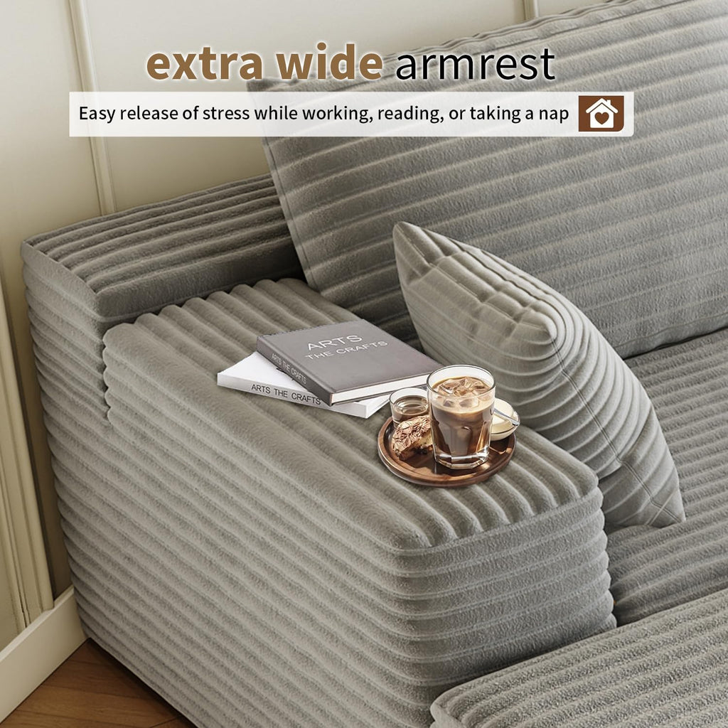 139.4" Modular Sectional Sofa Couch, Oversized U-Shaped Minimalist Couches with 4 Middle Seats Chaise, Modern Deep