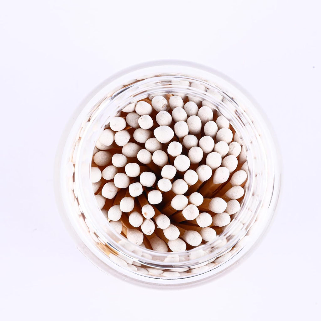 3'' White Matches in a Jar with Striker, Glass Match Holder with Striker, Glass Match Cloche with Striker - Set of 150