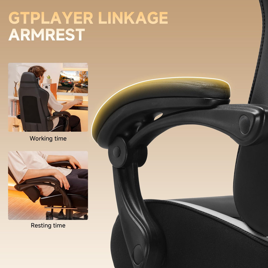 Gaming Chair, High Back Leather Computer Gaming Chair with Footrest, Ergonomic Height Adjustable Office Chair with