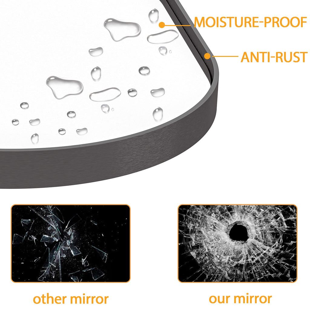 24×36 Inch Oval Wall, Black Metal Frame Bathroom Mirrors, Wall Mounted (Horizontal/Vertical)