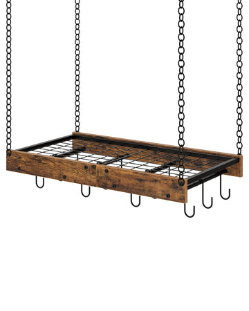 Hanging Pot Rack, Vintage Pot Hangers, Ceiling Mounted Pot Rack, Pot and Pan Hanging Rack with 12 S-Shaped Hooks
