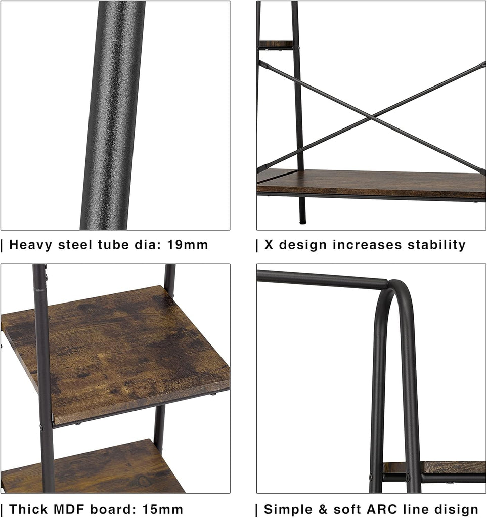 Clothes Rack for Hanging Clothes Freestanding Clothing Rack with 6 Wood Storage Shelves & 2 Rods Heavy Duty Garment