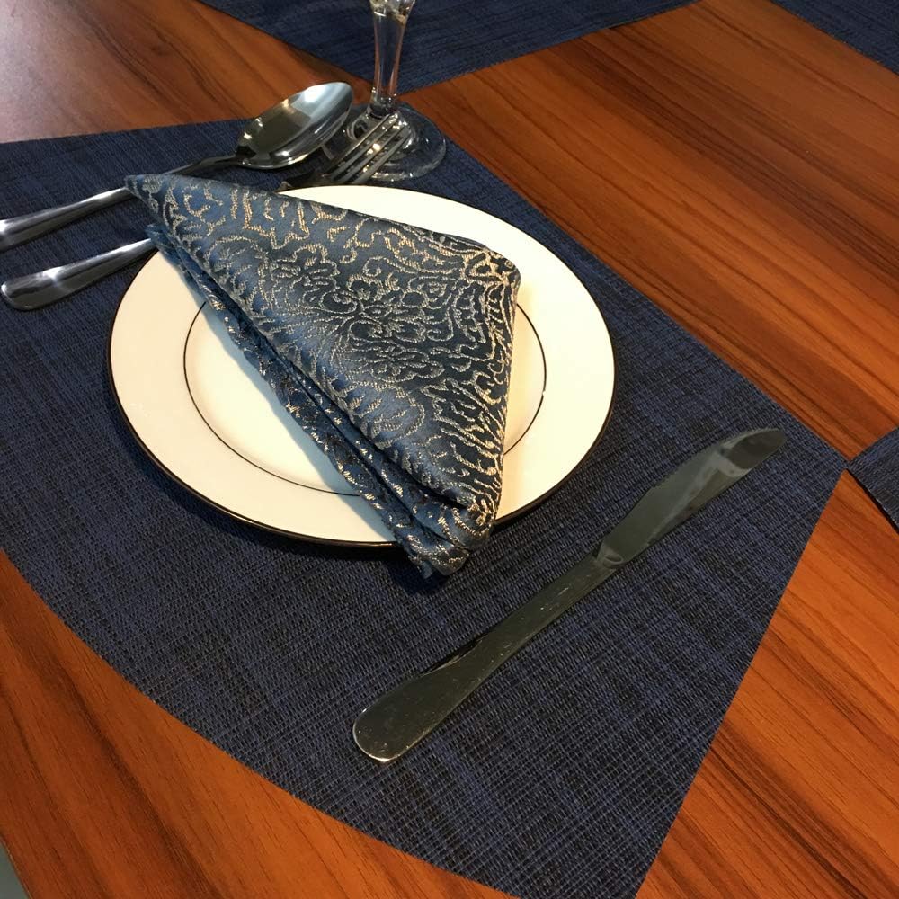 Wedge Placemats, Round Table Placemats, Navy Blue - Set of 7