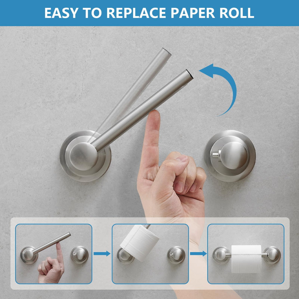 Pivoting Toilet Paper Holder, Wall Mounted, Brushed Nickel