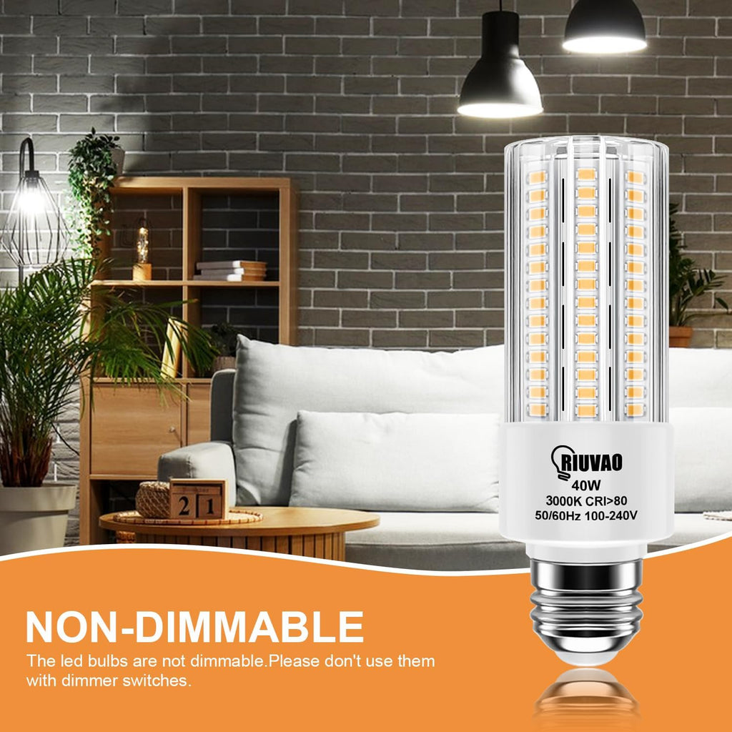 4pcs LED Light Bulb 5000LM 300w Equivalent Super Bright 3000K Warm Daylight White 40W LEDs Bulb E26/E27 Medium Base