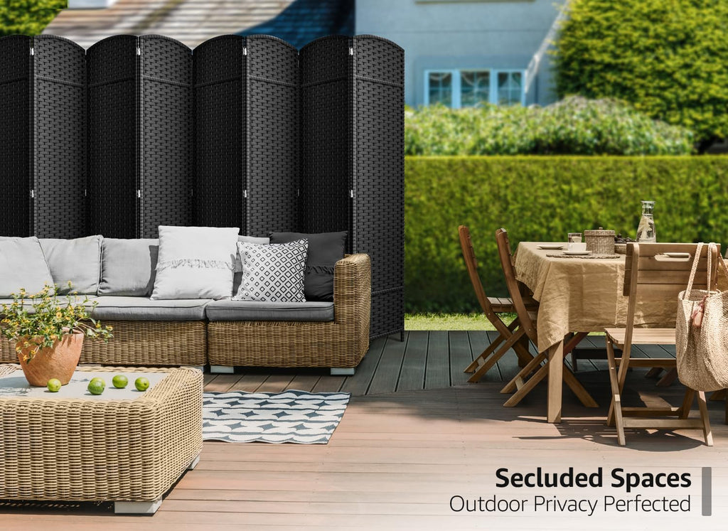 Foldable Room Divider, Mesh Privacy Screen (8 Panel, Black)