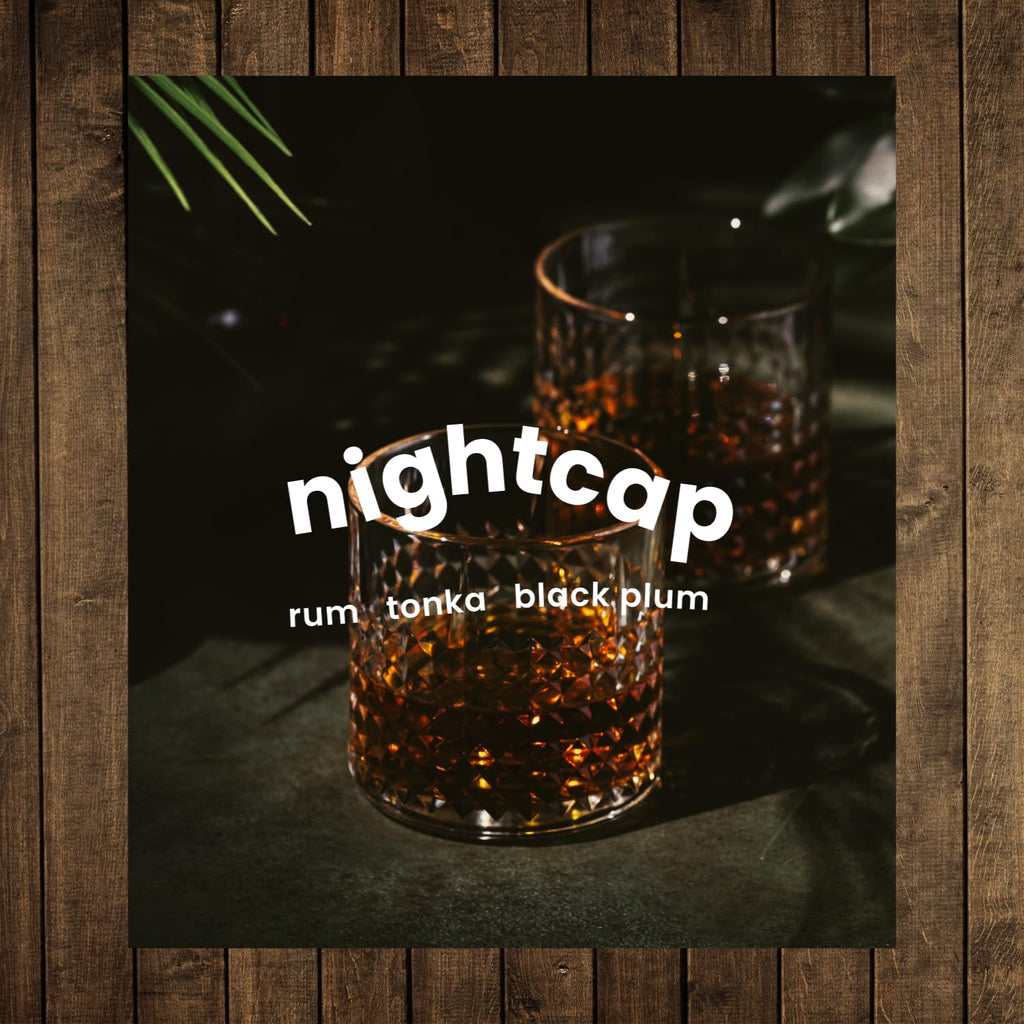 Nightcap Scented Candle - Aesthetic Candle, Rum, Black Plum & Tonka, Clean Coco Wax Blend, Vegan, Paraben-Free