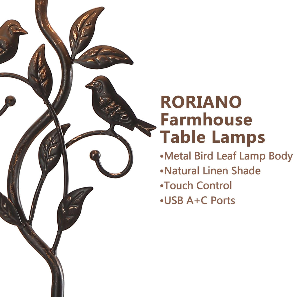 27" Set of 2 Touch Farmhouse Table Lamps