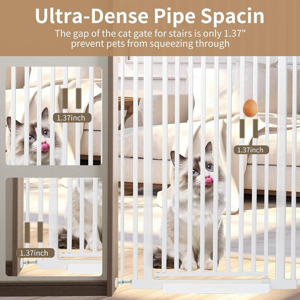 59" Extra Tall Cat Gate for Doorway, 29.4-33.4" Wide, White