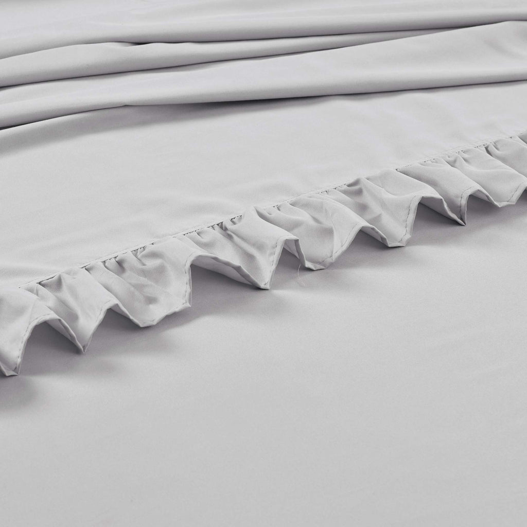 Reyna 4 Piece Ruffle Sheet Set, Light Gray