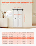 Bifold Barn Door, 48" x 84", MDF Bi-Fold Sliding Closet Doors, Header Board and Hardware Kit Include